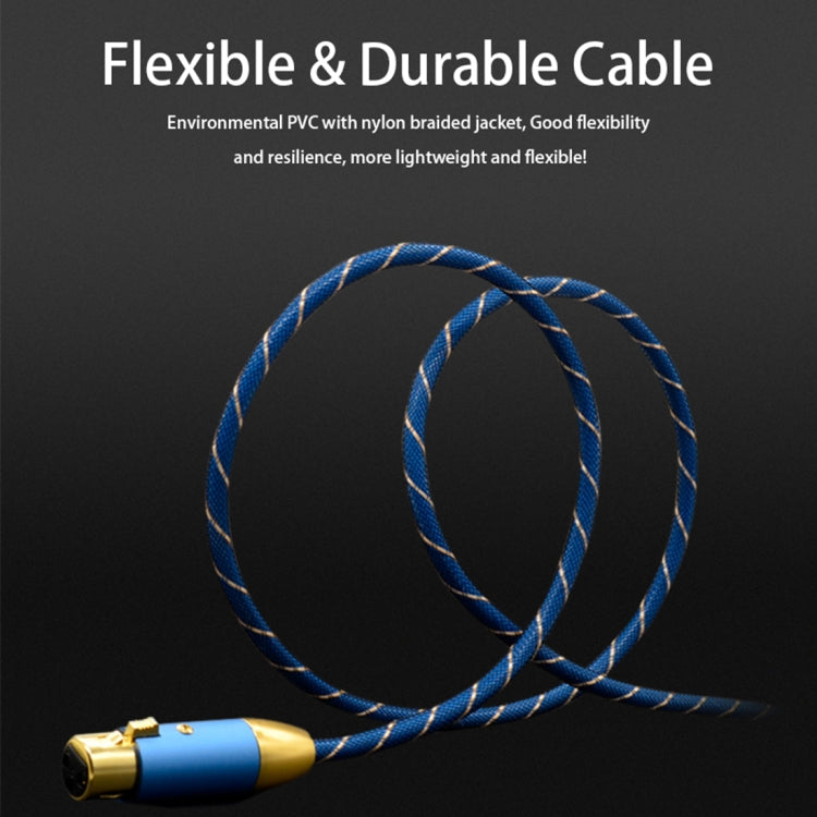 EMK XLR Male to Female Audio Cable Cannon Nylon Braided with Gold Plated Grille for XLR Jack Devices, Length: 2m