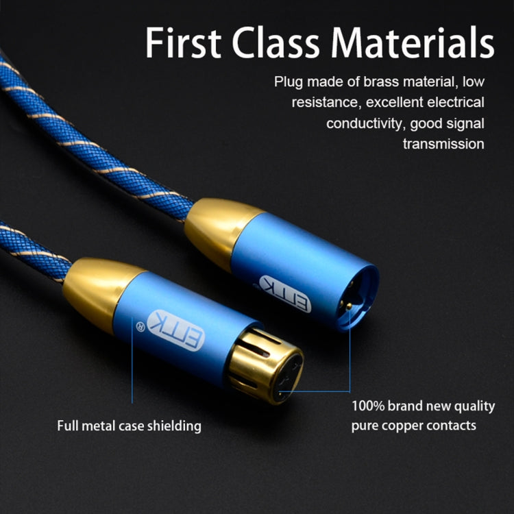 EMK XLR Male to Female Audio Cable Cannon Nylon Braided with Gold Plated Grille for XLR Jack Devices, Length: 2m