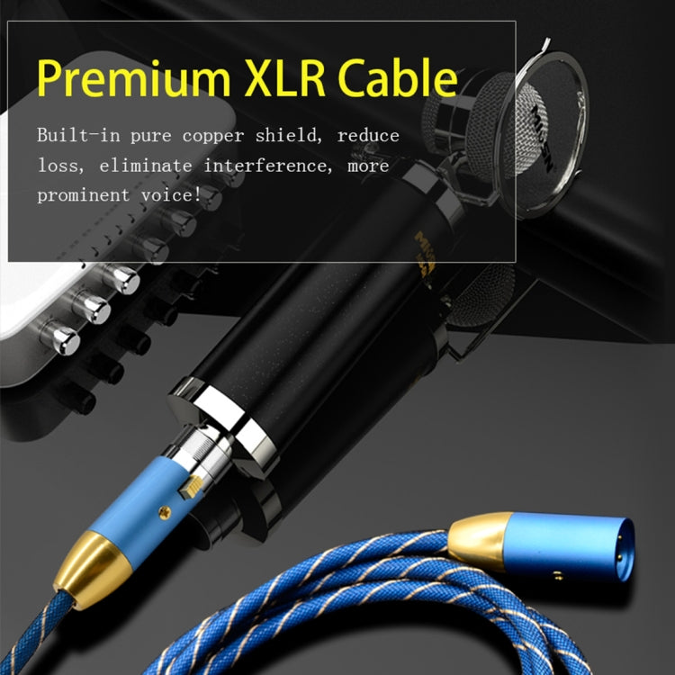 EMK XLR Male to Female Audio Cable Cannon Nylon Braided with Gold Plated Grille for XLR Jack Devices, Length: 2m