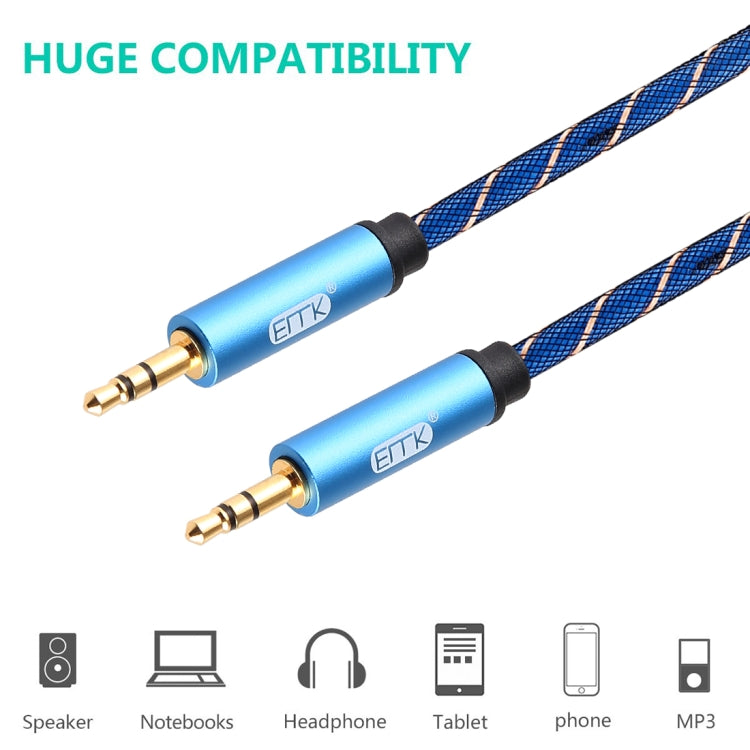 EMK 3.5mm Male to Male Nylon Braided Audio Cable for Speaker/Notebook/Headphone, Length: 0.5m