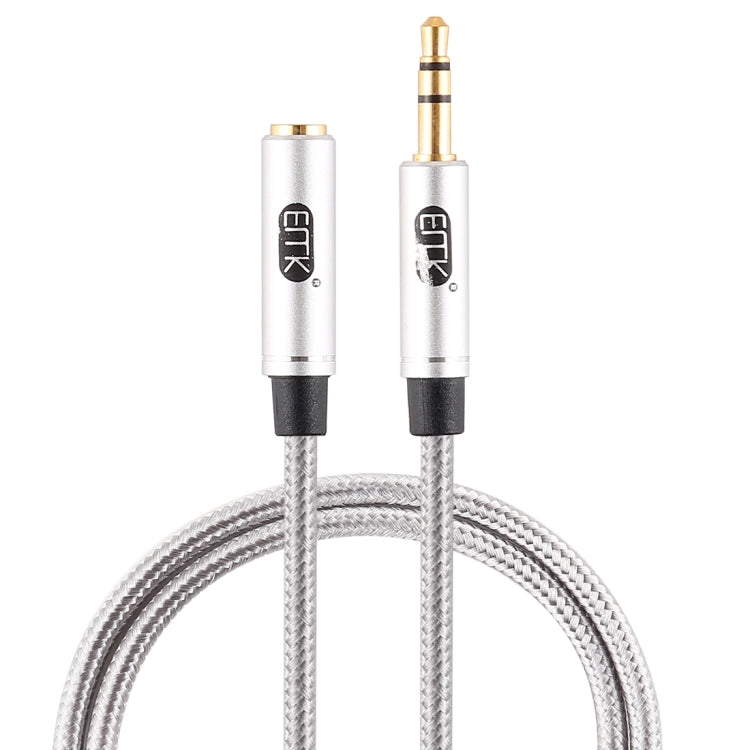 EMK 3.5mm Male to Female Gold Plated Plug Cotton Braided Audio Cable for Speaker/Notebook/Headphone, Length: 0.5m