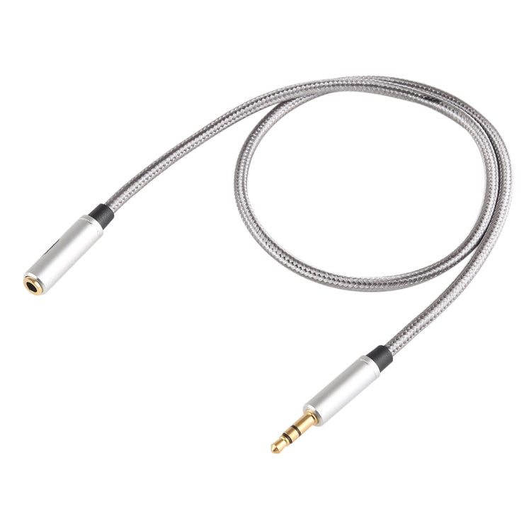 EMK 3.5mm Male to Female Gold Plated Plug Cotton Braided Audio Cable for Speaker/Notebook/Headphone, Length: 0.5m