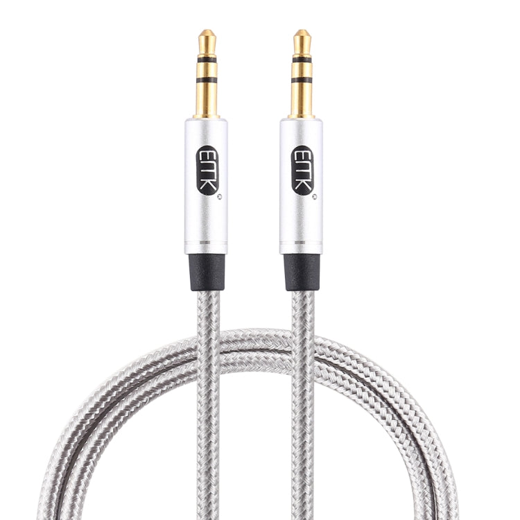 EMK 3.5mm Male to Male Gold Plated Plug Cotton Braided Audio Cable for Speaker/Notebook/Headphone, Length: 1m, EMK