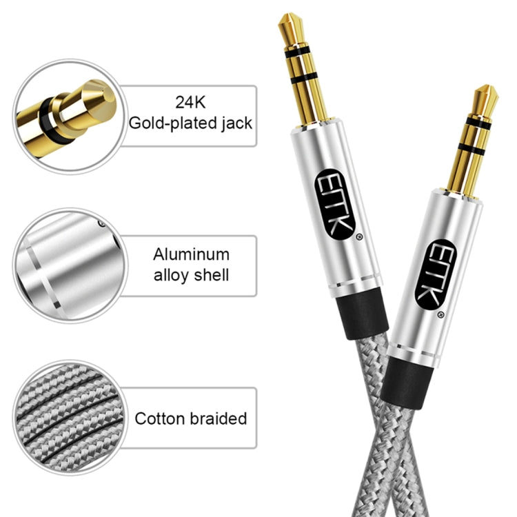 EMK 3.5mm Male to Male Gold Plated Plug Cotton Braided Audio Cable for Speaker/Notebook/Headphone, Length: 1m, EMK