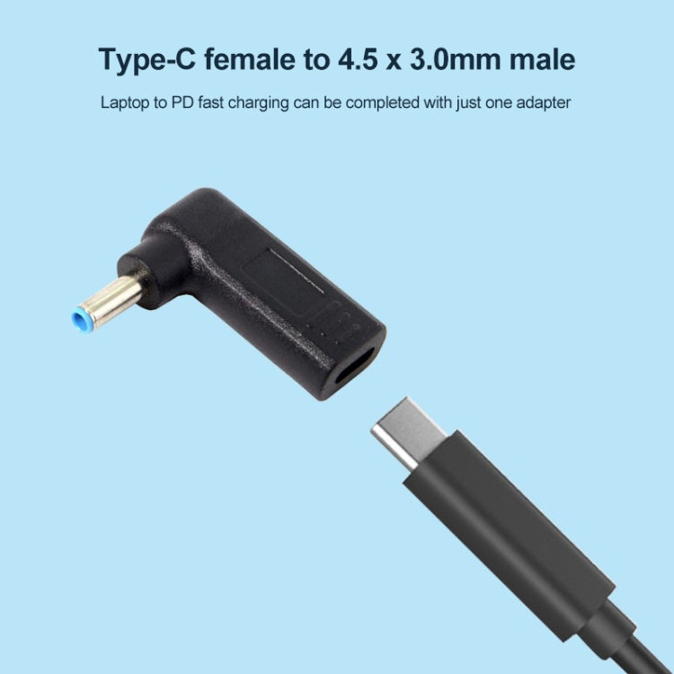 Connettore adattatore a gomito da USB-C/Tipo-C femmina a maschio 4,5 x 3,0 mm, 4.5 x 3.0mm Elbow Black, 4.5 x 3.0mm Elbow Blue