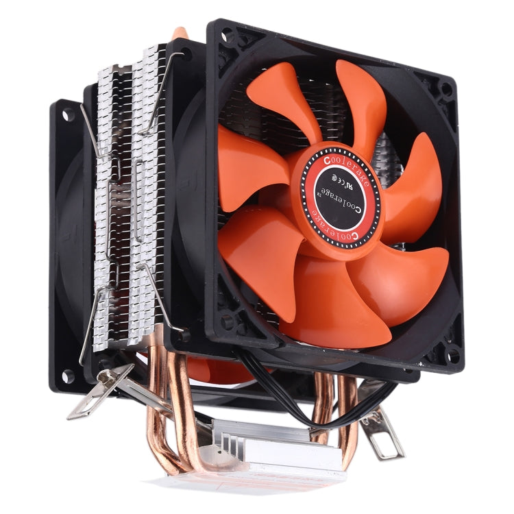 CoolAge AMD CPU Dissipatore di calore Cuscinetto idraulico Ventola di raffreddamento Doppia ventola di raffreddamento 3 Pin per Intel LGA775 115X AM2 AM3 AM4 FM1 FM2 1366