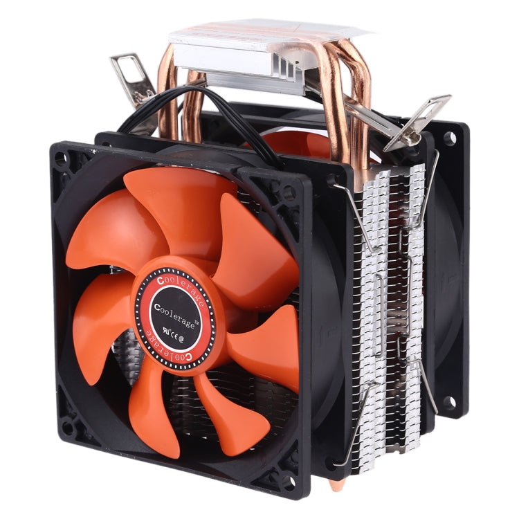 CoolAge AMD CPU Dissipatore di calore Cuscinetto idraulico Ventola di raffreddamento Doppia ventola di raffreddamento 3 Pin per Intel LGA775 115X AM2 AM3 AM4 FM1 FM2 1366