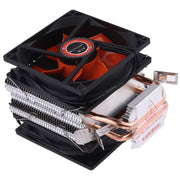 CoolAge AMD CPU Dissipatore di calore Cuscinetto idraulico Ventola di raffreddamento Doppia ventola di raffreddamento 3 Pin per Intel LGA775 115X AM2 AM3 AM4 FM1 FM2 1366