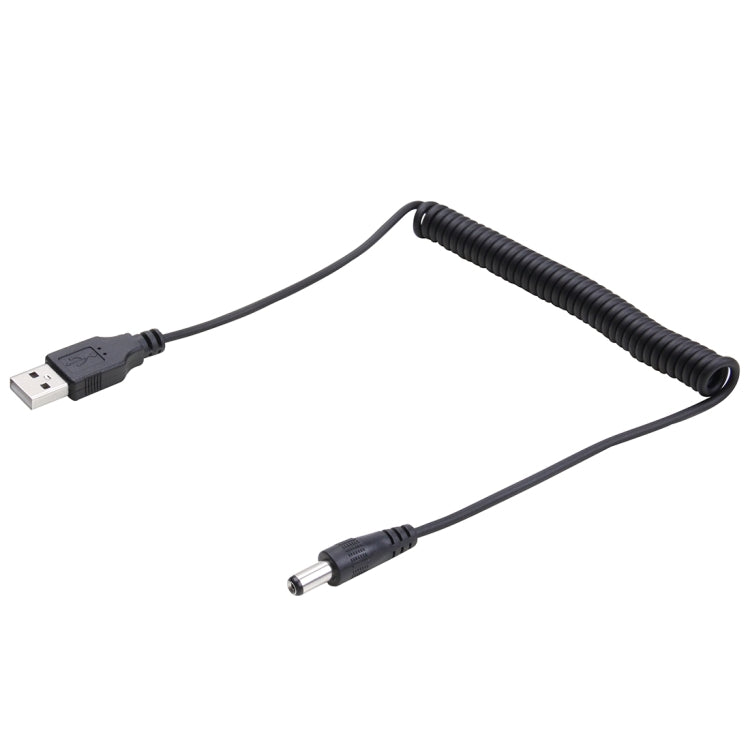 Cavo a spirale a molla di alimentazione da USB a CC da 5,5 mm da 1,5 m, AM to DC 5.5mm, Length: 1.5m