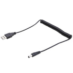 Cavo a spirale a molla di alimentazione da USB a CC da 5,5 mm da 1,5 m, AM to DC 5.5mm, Length: 1.5m