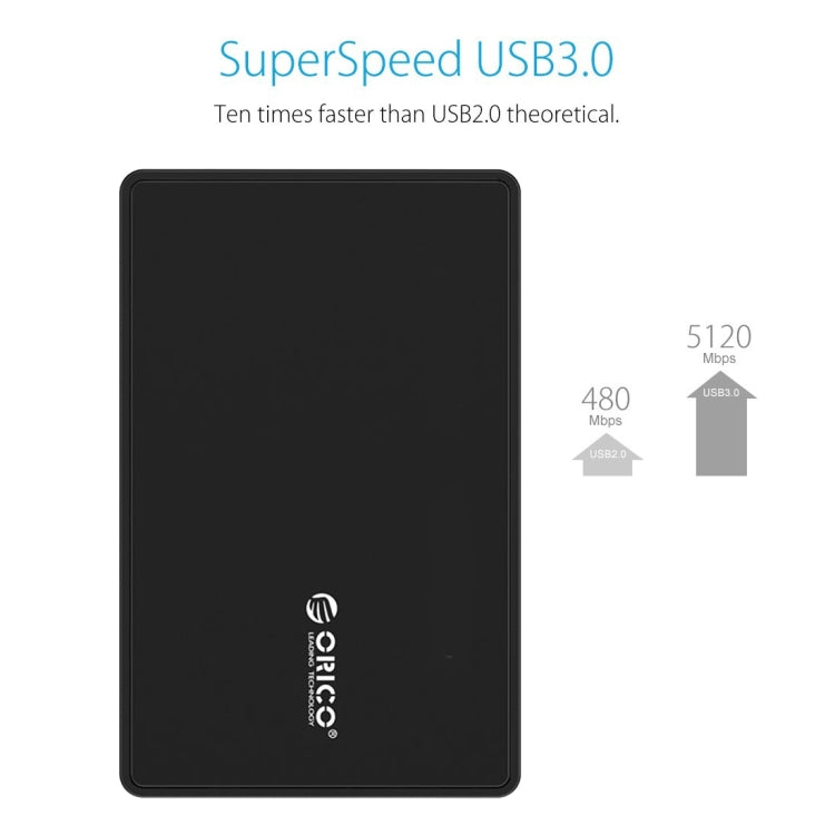 ORICO 2588US3 USB3.0 Custodia per disco rigido esterno per PC portatile SATA HDD/SSD da 9,5 mm da 2,5 pollici