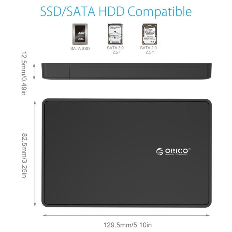 ORICO 2588US3 USB3.0 Custodia per disco rigido esterno per PC portatile SATA HDD/SSD da 9,5 mm da 2,5 pollici