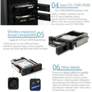 ORICO 1106SS Spazio CD-ROM HDD Mobile Rack Contenitore interno per convertitore HDD da 3,5 pollici