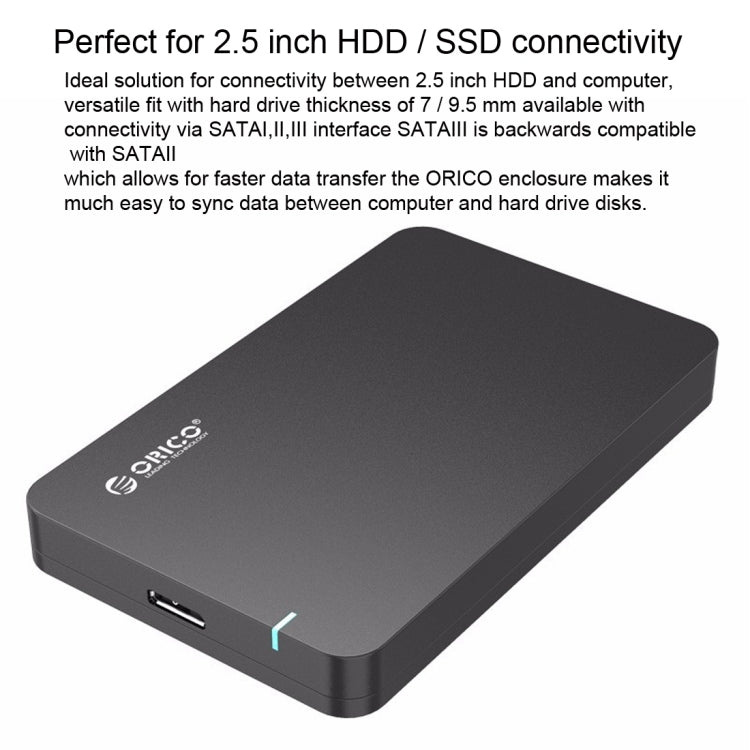 ORICO 2569S3 Custodia per disco rigido esterno USB 3.0 Micro-B per HDD/SSD SATA da 9,5 mm e 2,5 pollici