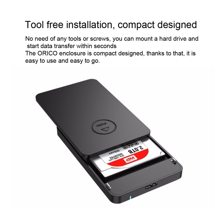 ORICO 2569S3 Custodia per disco rigido esterno USB 3.0 Micro-B per HDD/SSD SATA da 9,5 mm e 2,5 pollici