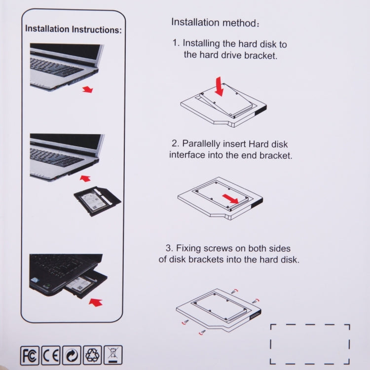 Staffa universale per alloggiamento per adattatore Caddy HDD per unità disco rigido SATA3 da 9/9,5 mm per notebook