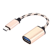 Cavo dati USB-C/Type-C maschio a USB 2.0 femmina con testa metallica in stile intrecciato da 15 cm