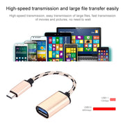 Cavo dati USB-C/Type-C maschio a USB 2.0 femmina con testa metallica in stile intrecciato da 15 cm