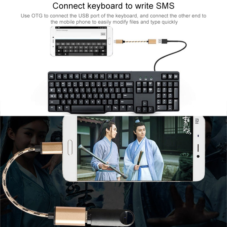 Cavo dati USB-C maschio a USB 2.0 femmina intrecciato 15 cm