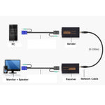 Extender VGA e audio 1920x1440 HD 100 m Cat5e / 6-568B Cavo di rete Adattatore ricevitore mittente, Transmission Distance: 100m