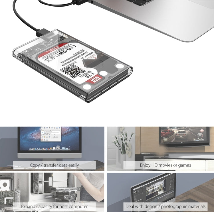 ORICO 2139U3-CR USB3.0 Custodia trasparente per disco rigido esterno per HDD/SSD SATA da 9,5 mm e 2,5 pollici, USB 3.0 (2.5 inch)