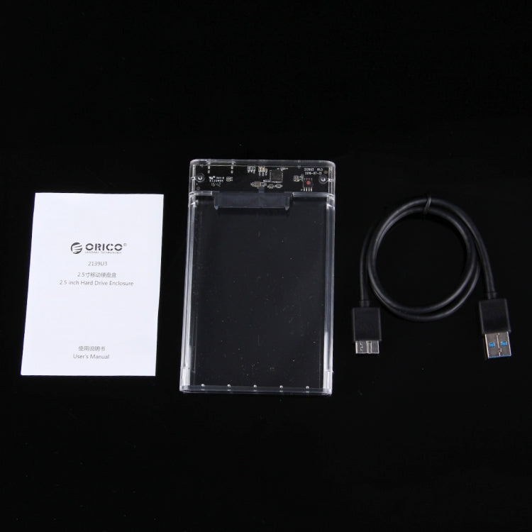 ORICO 2139U3-CR USB3.0 Custodia trasparente per disco rigido esterno per HDD/SSD SATA da 9,5 mm e 2,5 pollici, USB 3.0 (2.5 inch)