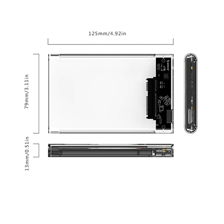 ORICO 2139U3-CR USB3.0 Custodia trasparente per disco rigido esterno per HDD/SSD SATA da 9,5 mm e 2,5 pollici, USB 3.0 (2.5 inch)