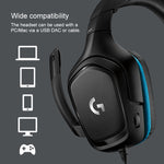 Logitech G431 Cuffie da gioco da competizione pieghevoli stereo con audio surround Dolby 7.1 con riduzione del rumore, G431