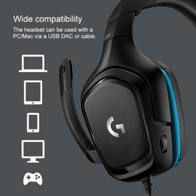 Logitech G431 Cuffie da gioco da competizione pieghevoli stereo con audio surround Dolby 7.1 con riduzione del rumore, G431