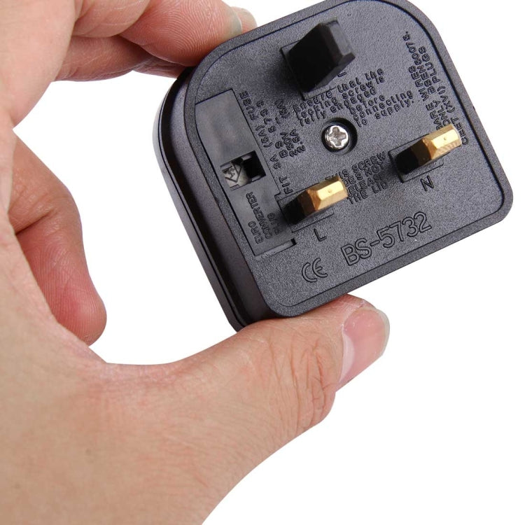 BS-5732 Portable Power Socket Travel Converter EU Plug to UK Plug with Fuse, BS-5732