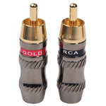 REXLIS TR026 2 PZ RCA Maschio Spina Jack Audio Adattatore Placcato Oro per Cavo Audio e Cavo Video Fai da Te, RCA Male