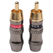 REXLIS TR026 2 PZ RCA Maschio Spina Jack Audio Adattatore Placcato Oro per Cavo Audio e Cavo Video Fai da Te, RCA Male