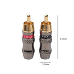 REXLIS TR026 2 PZ RCA Maschio Spina Jack Audio Adattatore Placcato Oro per Cavo Audio e Cavo Video Fai da Te, RCA Male