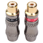 REXLIS TR026-1 2 pezzi RCA femmina jack audio adattatore placcato oro per cavo audio e cavo video fai da te, RCA Female