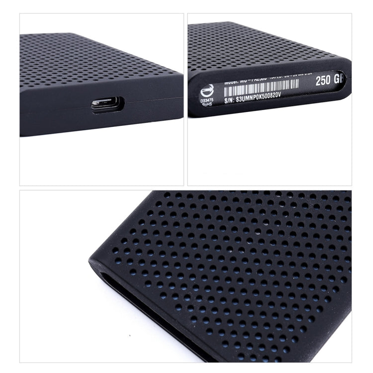 Custodia protettiva in silicone per disco rigido portatile all-inclusive antigraffio PT500 per Samsung Portable SSD T5, con prese d'aria, Black, Blue, Red, White