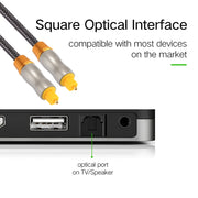 Cavo audio ottico digitale Toslink maschio-maschio con testa in metallo placcato oro da 1,5 m OD6.0mm, Length: 1.5m