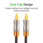 Cavo audio ottico digitale Toslink maschio-maschio con testa in metallo placcato oro da 1,5 m OD6.0mm, Length: 1.5m