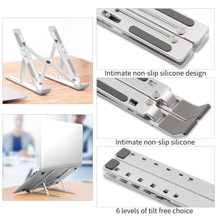 Staffa di dissipazione del calore pieghevole per computer portatile pieghevole per supporto estensibile per laptop in lega di alluminio, dimensioni: 24x16,5x5,5 cm
