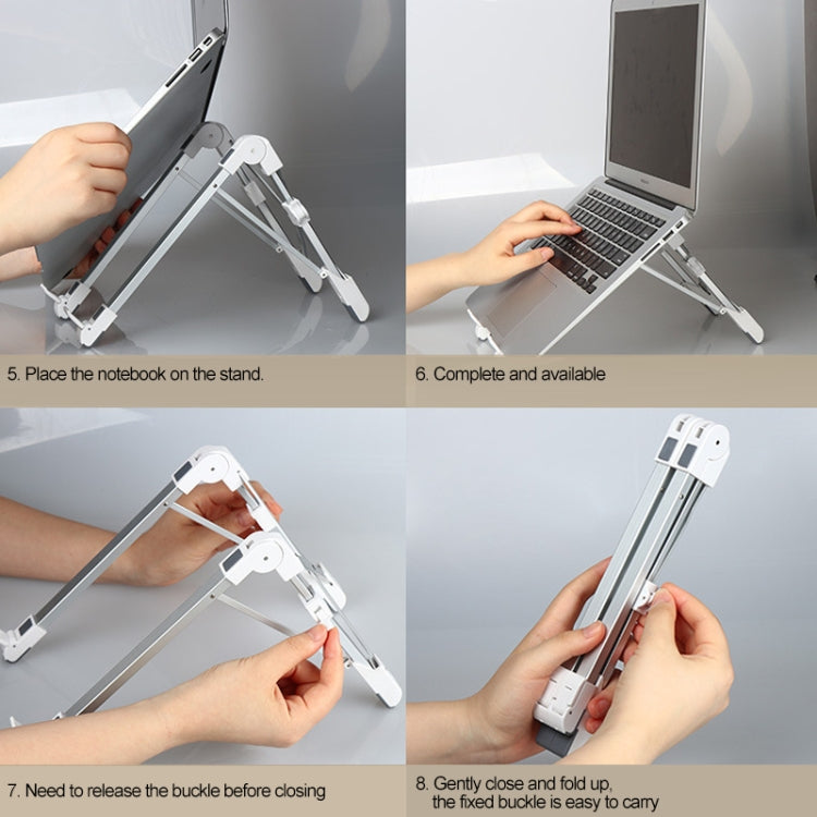 Staffa di dissipazione del calore pieghevole per computer portatile pieghevole per supporto estensibile per laptop in lega di alluminio, dimensioni: 24,5x3,3x2,8 cm