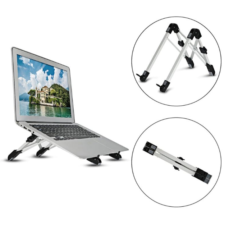 Staffa di dissipazione del calore pieghevole per computer portatile pieghevole per supporto estensibile per laptop in lega di alluminio, dimensioni: 24,5x3,3x2,8 cm