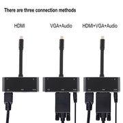 V126 UCB-C / Tipo C maschio a PD + HDMI + VGA + audio + convertitore USB 3.0 femmina 5 in 1, 5 in 1