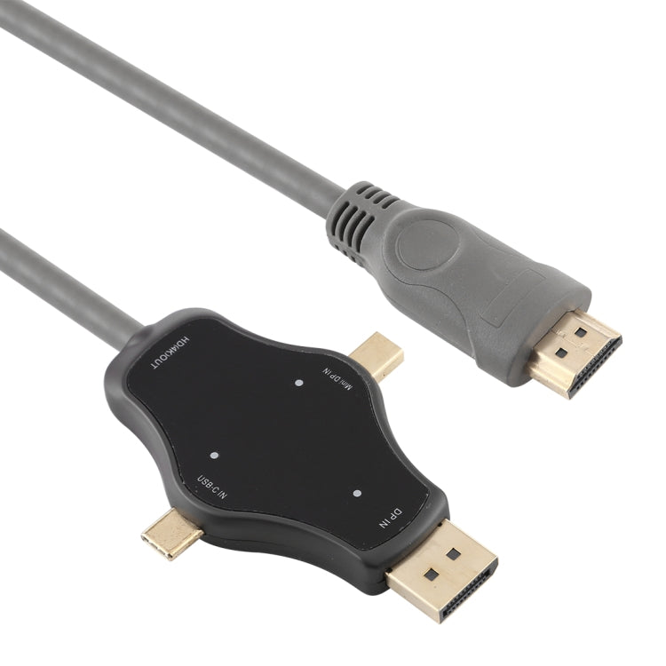 Cavo adattatore video D65A da 1,8 m con ingresso DisplayPort e ingresso Mini DP e ingresso USB-C/Type-C a HDMI 4K, D65A
