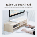 Supporto per monitor in legno di pino 2 strati con divisorio