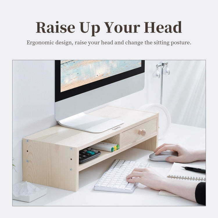 Supporto per monitor in legno di pino 2 strati con divisorio