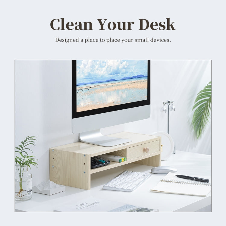Supporto per monitor in legno di pino 2 strati con divisorio