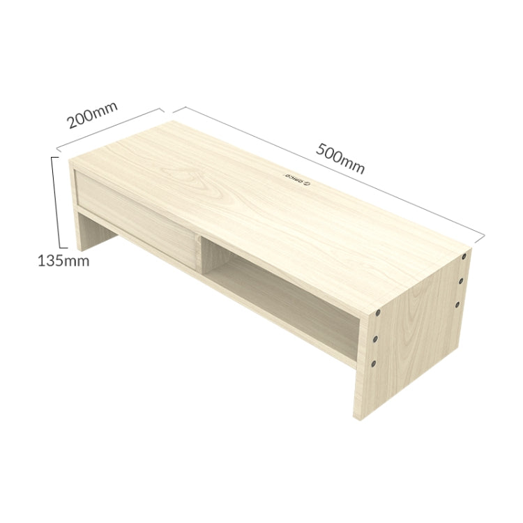 ORICO MSR-05-WD-BP Supporto per monitor per computer con venature del legno a 2 strati con cassetto, dimensioni: 50 x 20 x 13,5 cm, 2-layer with Drawer, Size: 50 x 20 x 13.5cm