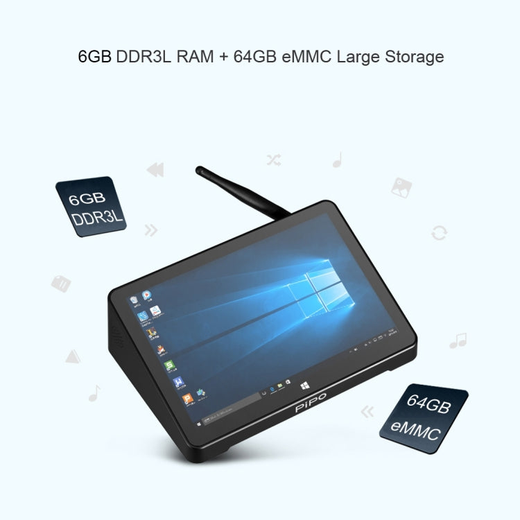 PiPo X10 Pro TV Box Style Tablet Mini PC, 6 GB+64 GB, batteria 5000 mAh, processore Windows 10 Intel Celeron N4020 Quad Core da 10,1 pollici fino a 2,8 GHz, supporto scheda TF, Bluetooth, WiFi, LAN e HDMI, X10 Pro