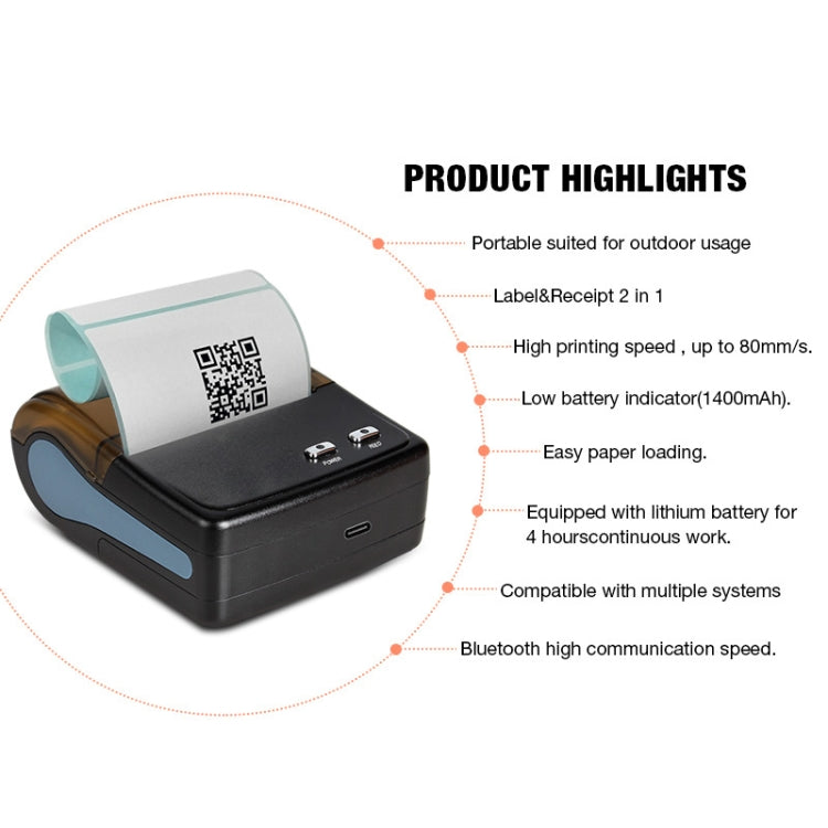 QS-8001 80mm Portable Bluetooth POS Thermal Receipt Printer, QS-8001