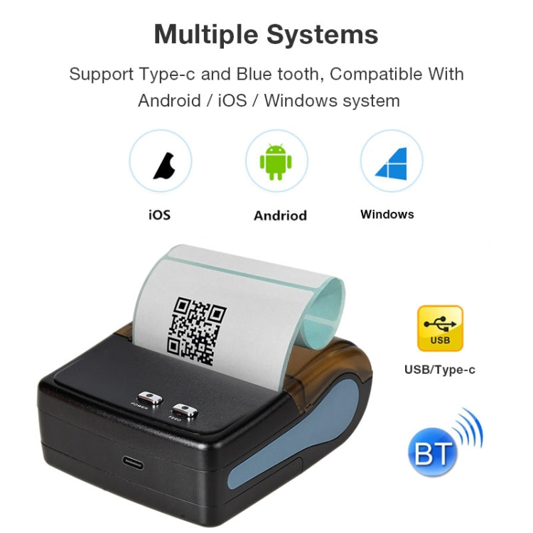 Stampante termica per ricevute POS Bluetooth portatile QS-8001 da 80 mm, QS-8001