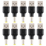 10 connettori di alimentazione CC maschio da 5,5 x 2,5 mm maschio a USB 2.0 maschio, 5.5 x 2.5mm